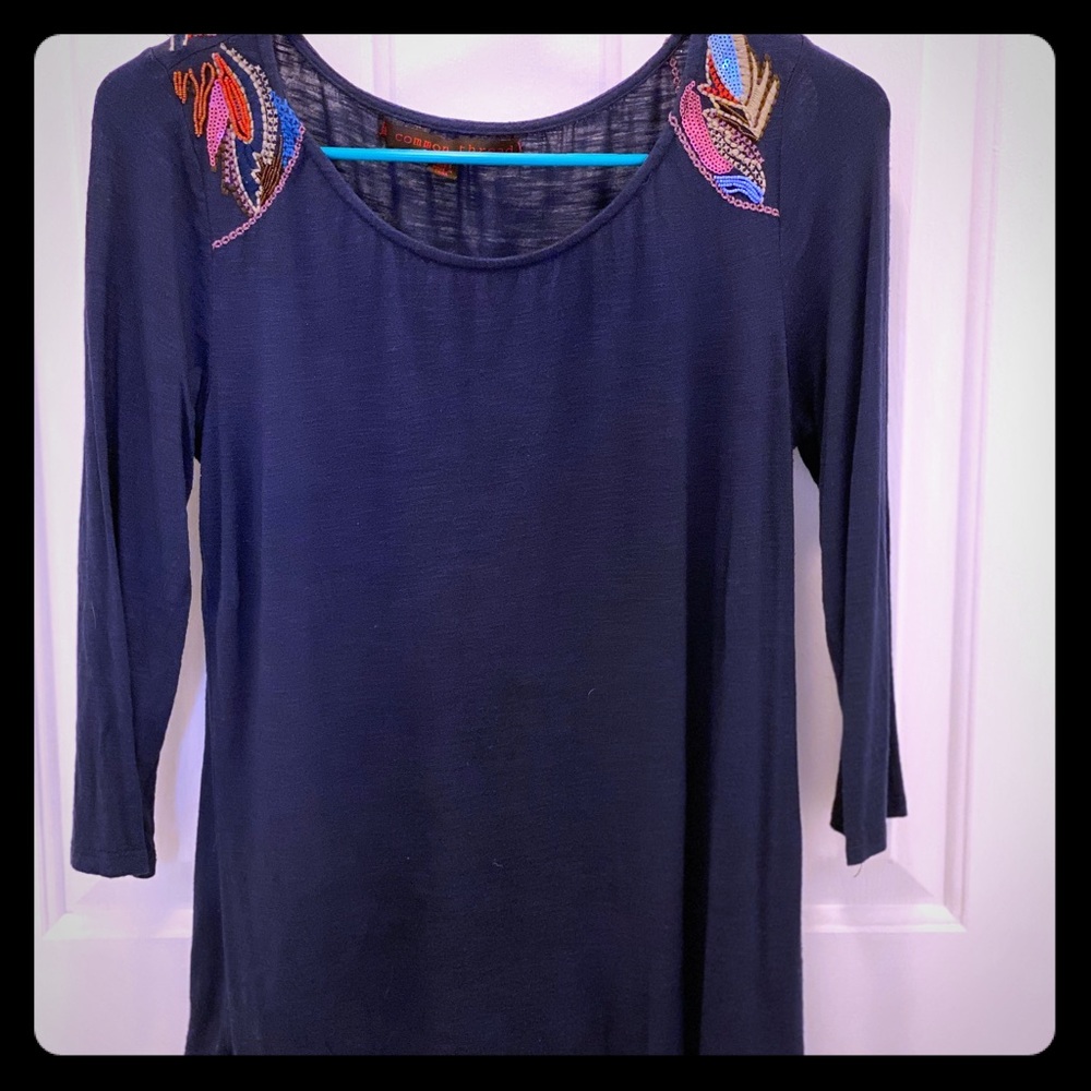 Anthropologie a common thread embroidered top
